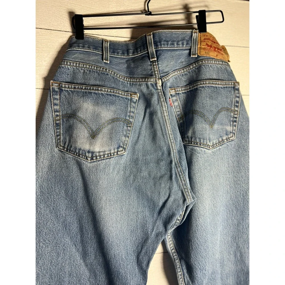 Levi's 501 40x32 (38x28) Button Fly Light Wash Fade Faded Blue Jeans Red Batwing